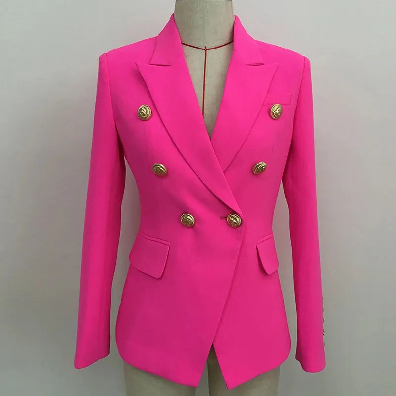 Town down Collar Long Sleeve Double Breasted Buttons Blazer
