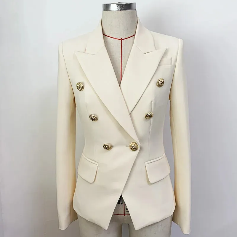Town down Collar Long Sleeve Double Breasted Buttons Blazer