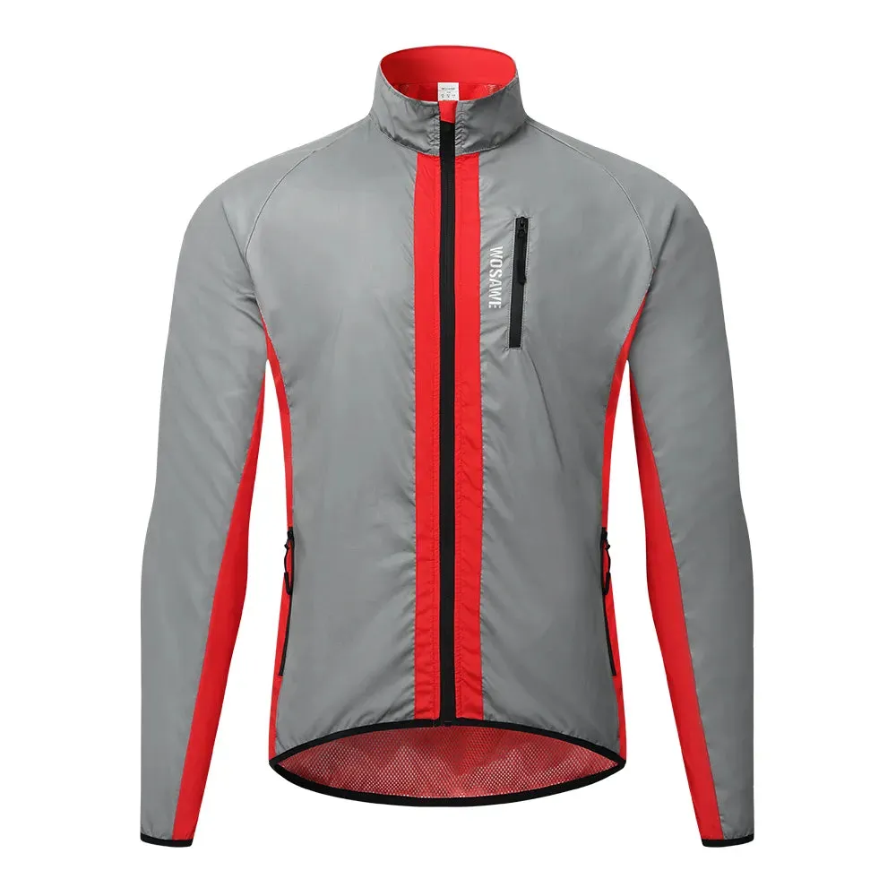 Ultralight Reflective Men Cycling Jacket Waterproof Riding Running Windbreaker Mix Of Fluorescent Coloured Silver Panels