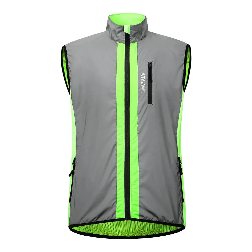 Ultralight Reflective Men Cycling Jacket Waterproof Riding Running Windbreaker Mix Of Fluorescent Coloured Silver Panels