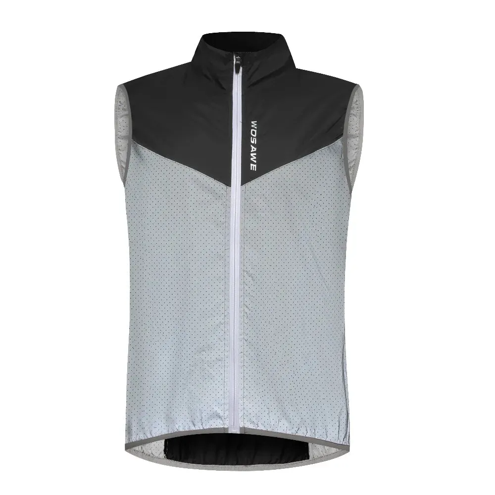Ultralight Reflective Men Cycling Jacket Waterproof Riding Running Windbreaker Mix Of Fluorescent Coloured Silver Panels