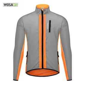 Ultralight Reflective Men Cycling Jacket Waterproof Riding Running Windbreaker Mix Of Fluorescent Coloured Silver Panels