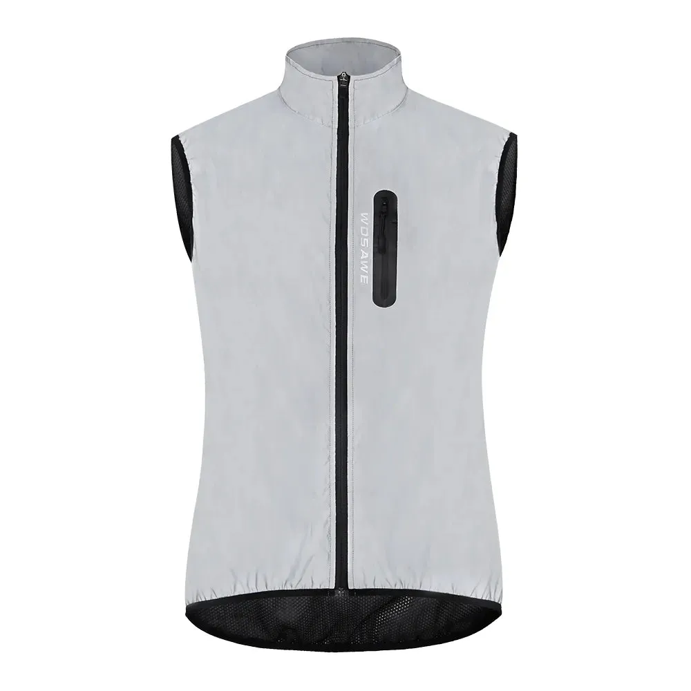 Ultralight Reflective Men Cycling Jacket Waterproof Riding Running Windbreaker Mix Of Fluorescent Coloured Silver Panels