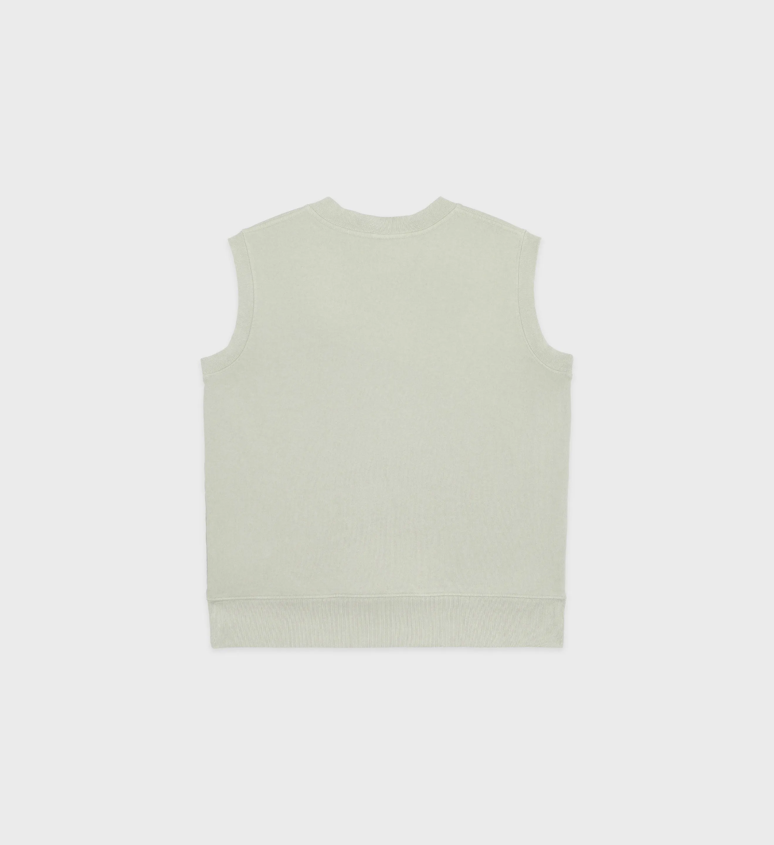 Vendome Embroidered V-Neck Vest - Sage/White