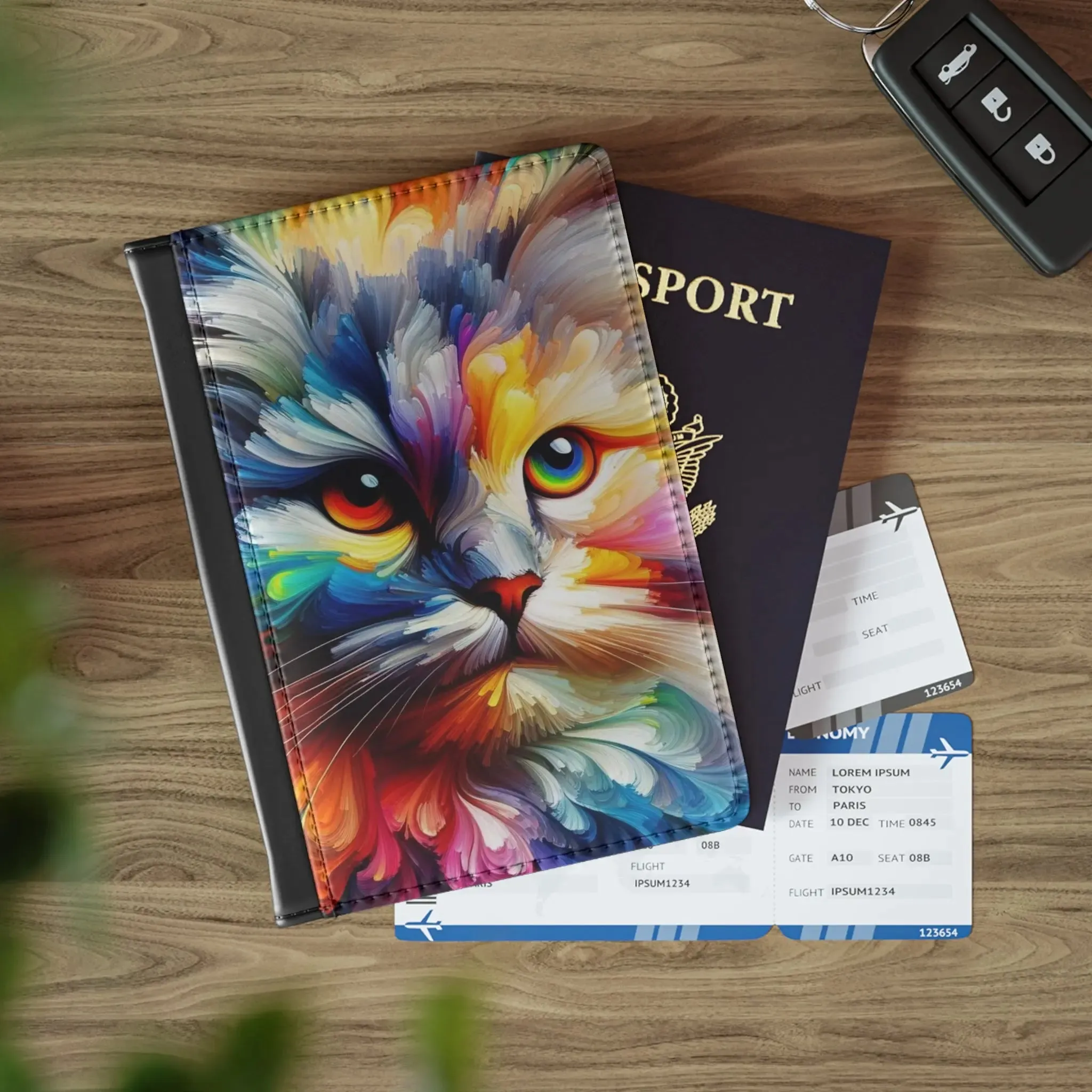 Watercolor Abstract Cat - Passport Cover