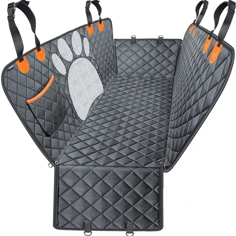 Waterproof Dog Car Seat Cover with Mesh Window and Zipper for Back Seat Protection