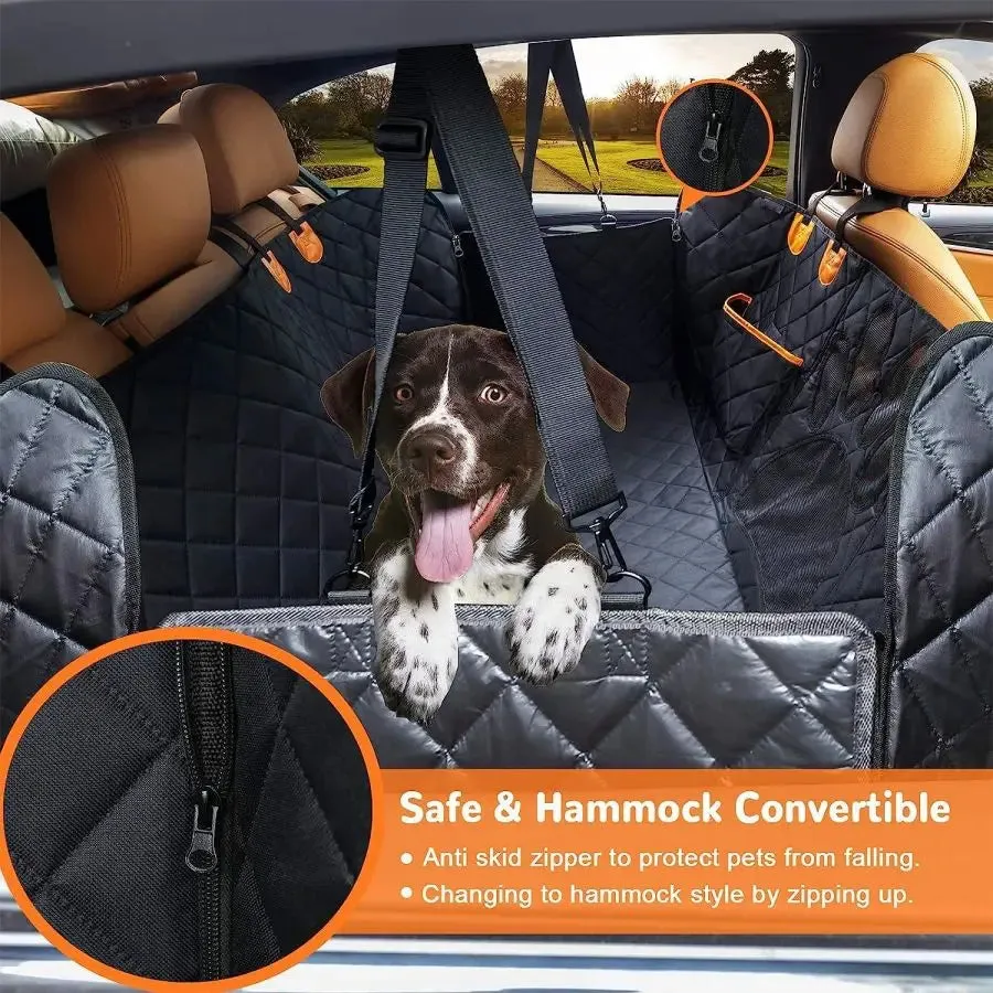 Waterproof Dog Car Seat Cover with Mesh Window and Zipper for Back Seat Protection