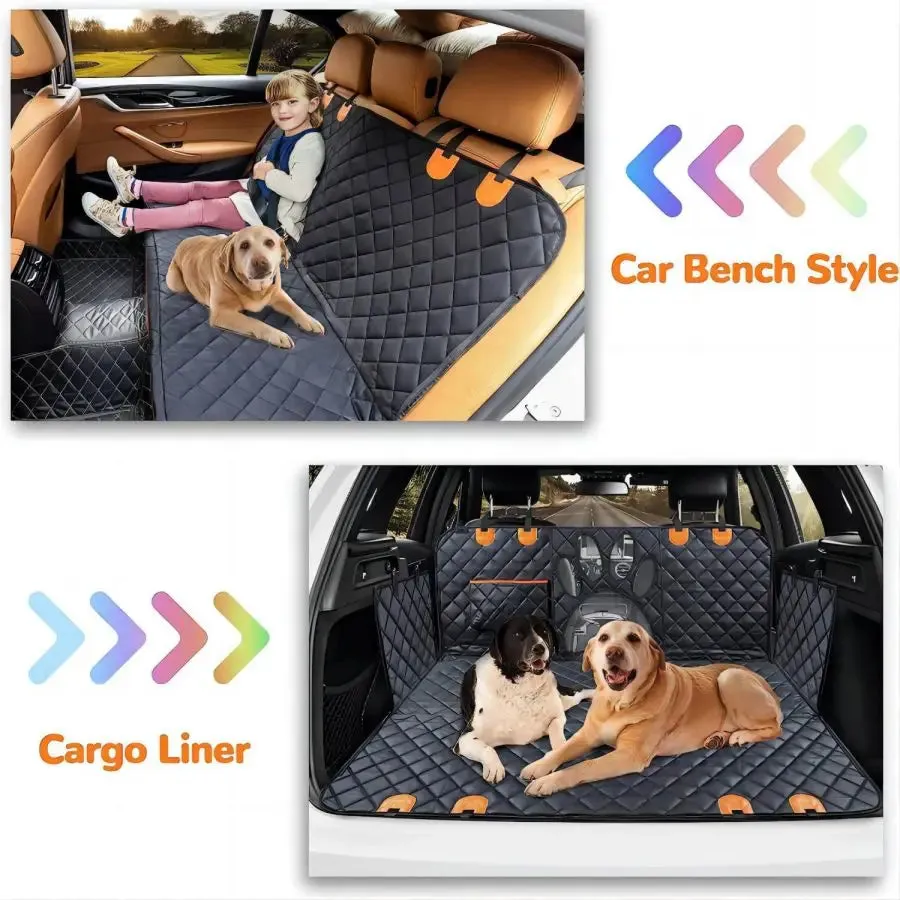 Waterproof Dog Car Seat Cover with Mesh Window and Zipper for Back Seat Protection