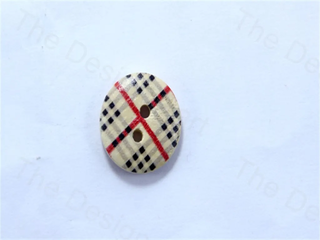 White Black Round Multicheck Design Designer Wooden Buttons