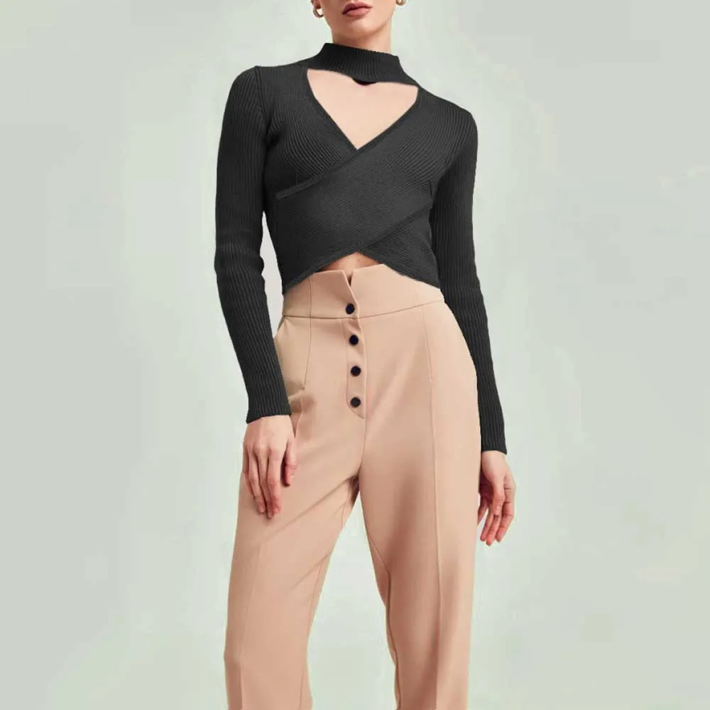 Women's Long Sleeve | Crop Wrap Blouse