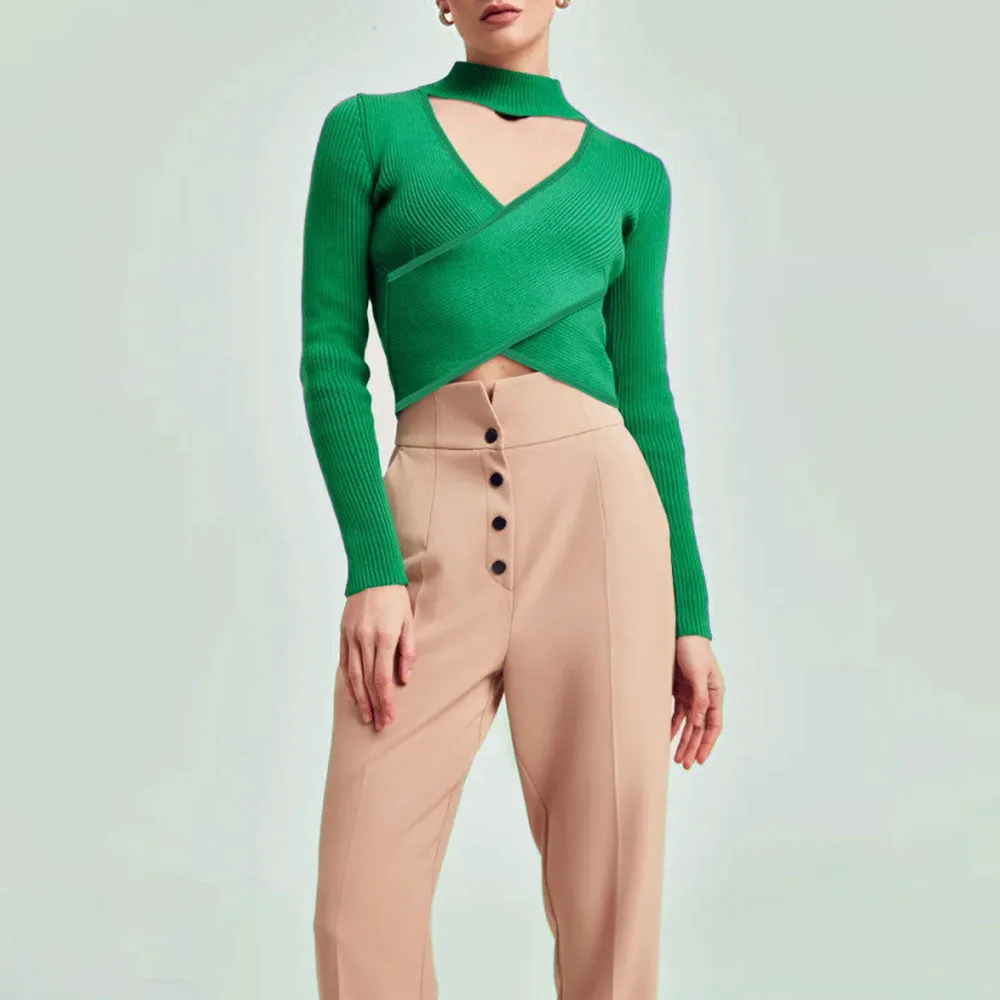 Women's Long Sleeve | Crop Wrap Blouse