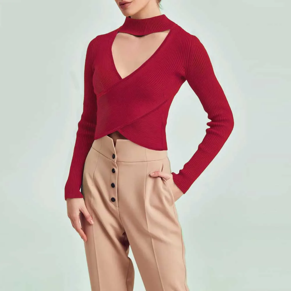Women's Long Sleeve | Crop Wrap Blouse