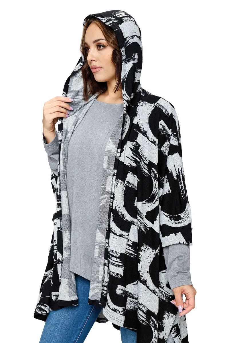 Wrap Hooded Colorblock Loose Fit