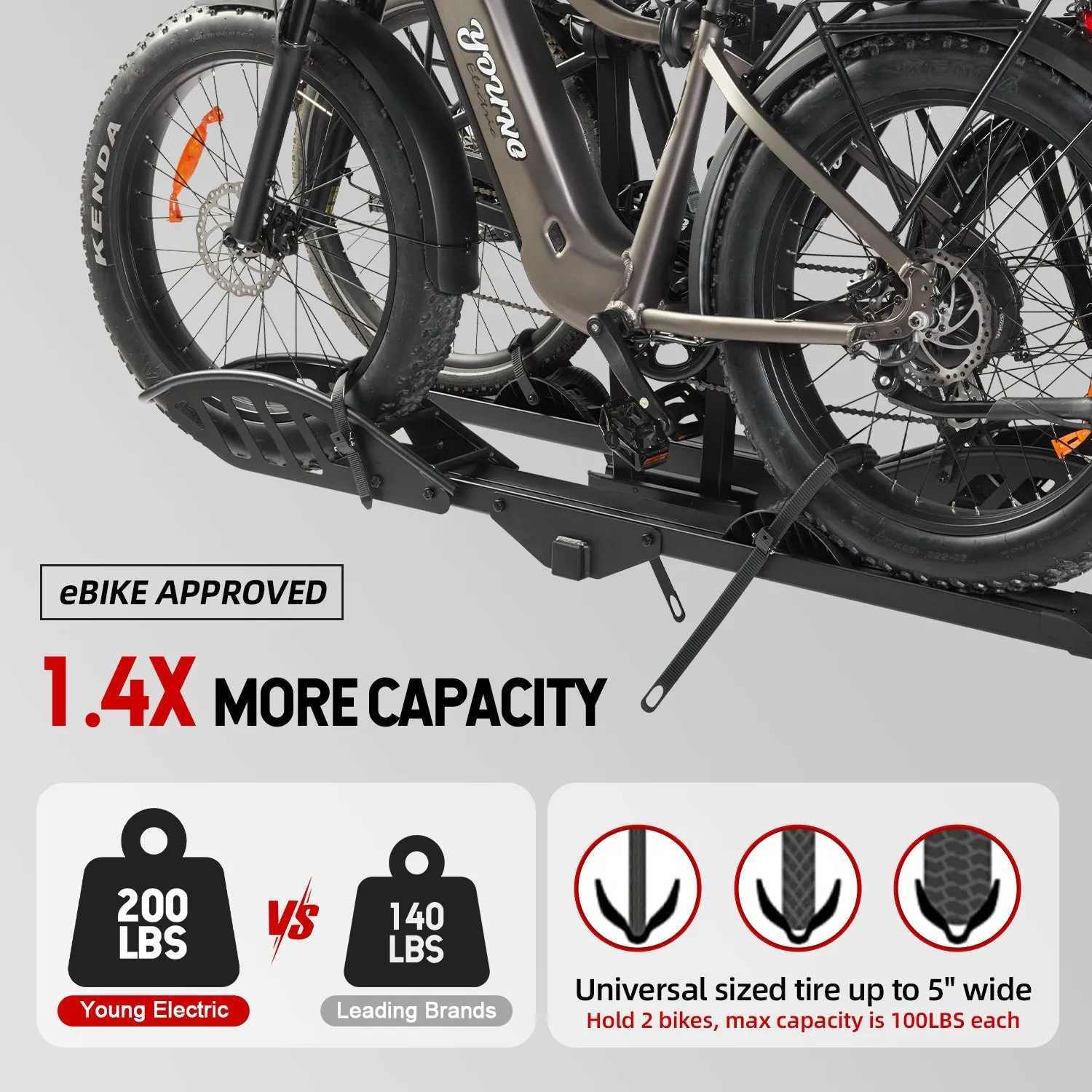 Young Electric MATE R Foldable Hitch Bike Rack | 2’’ Receiver, 200 LBS Capacity